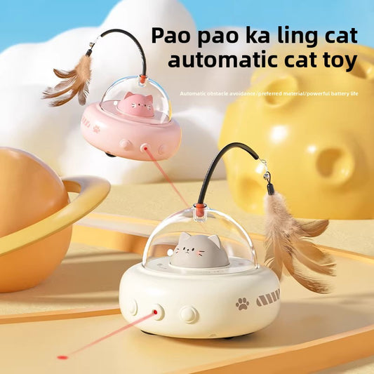 Automatic Smart Electric Cat Toy with Laser and Feather